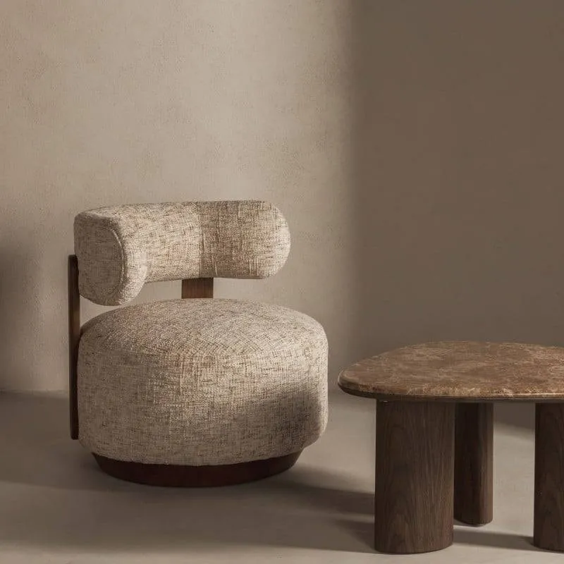 Poltrona lounge MARABELL, beige-grigio/noce