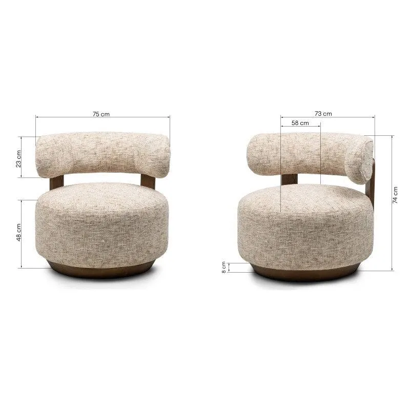 Poltrona lounge MARABELL, beige-grigio/noce