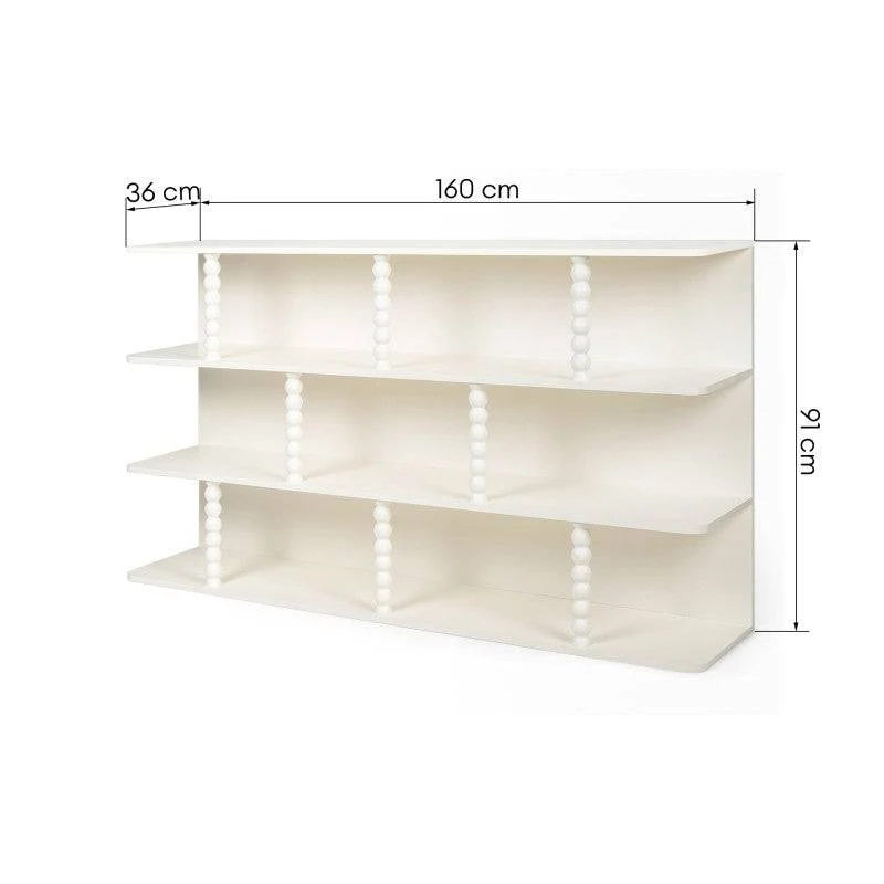 Scaffale basso PERLEN bianco, supporti a sfera