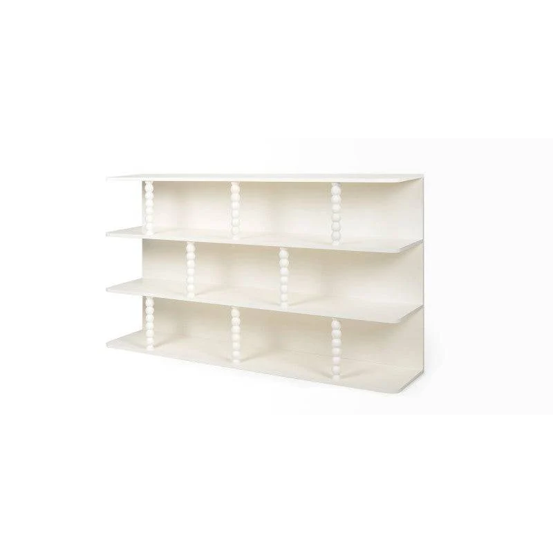 Scaffale basso PERLEN bianco, supporti a sfera