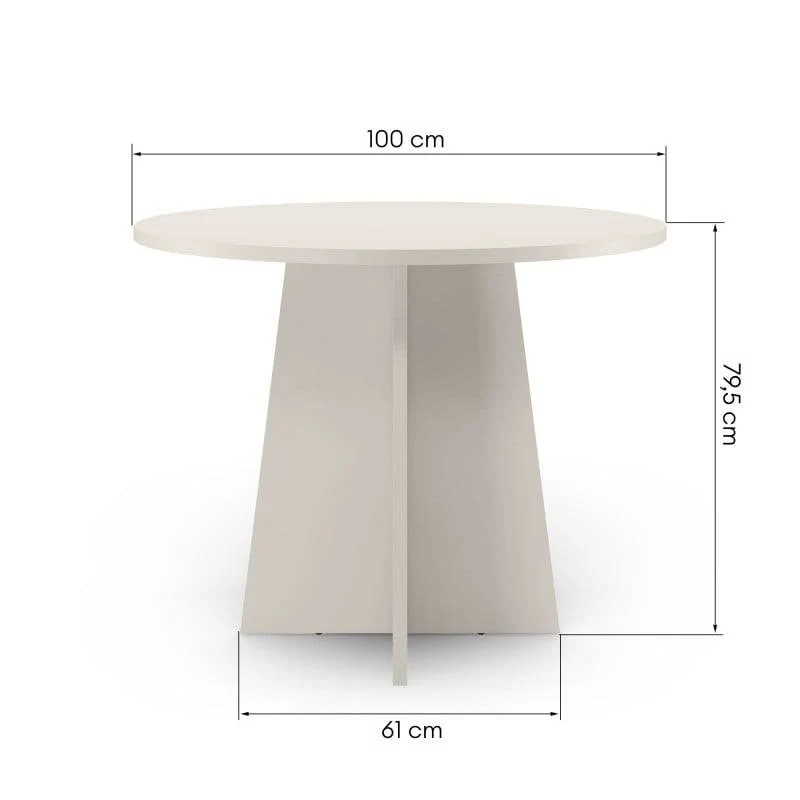 Tavolo da pranzo rotondo ERLO 100 cm, cashmere