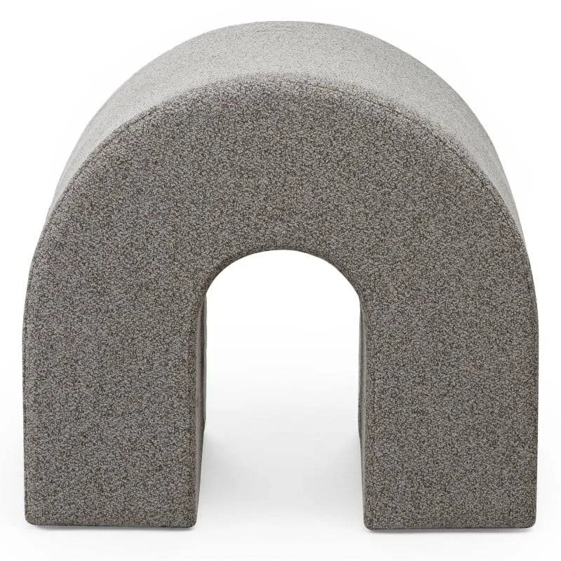 Pouf imbottito ARR, forma arrotondata, marrone chiaro