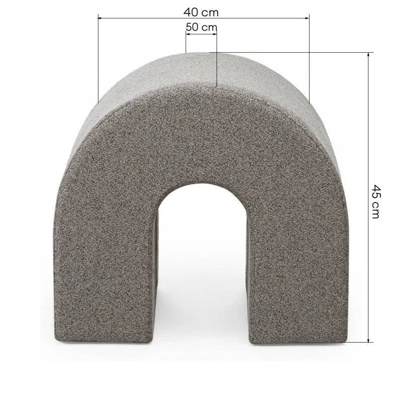 Pouf imbottito ARR, forma arrotondata, marrone chiaro
