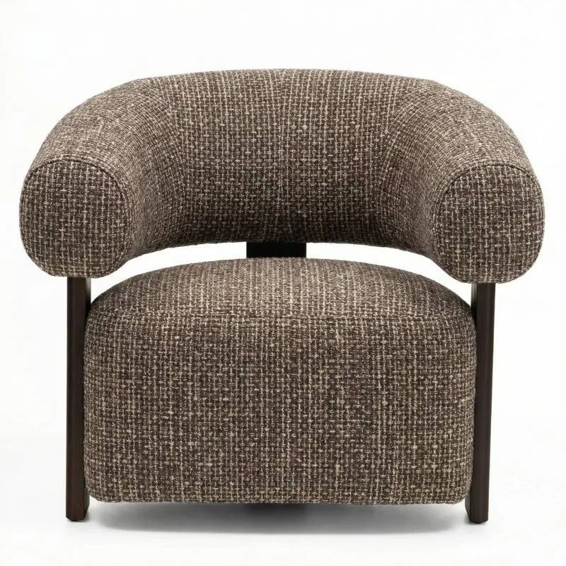 Poltrona lounge MARBELLO, forme arrotondate, marrone-crema/noce