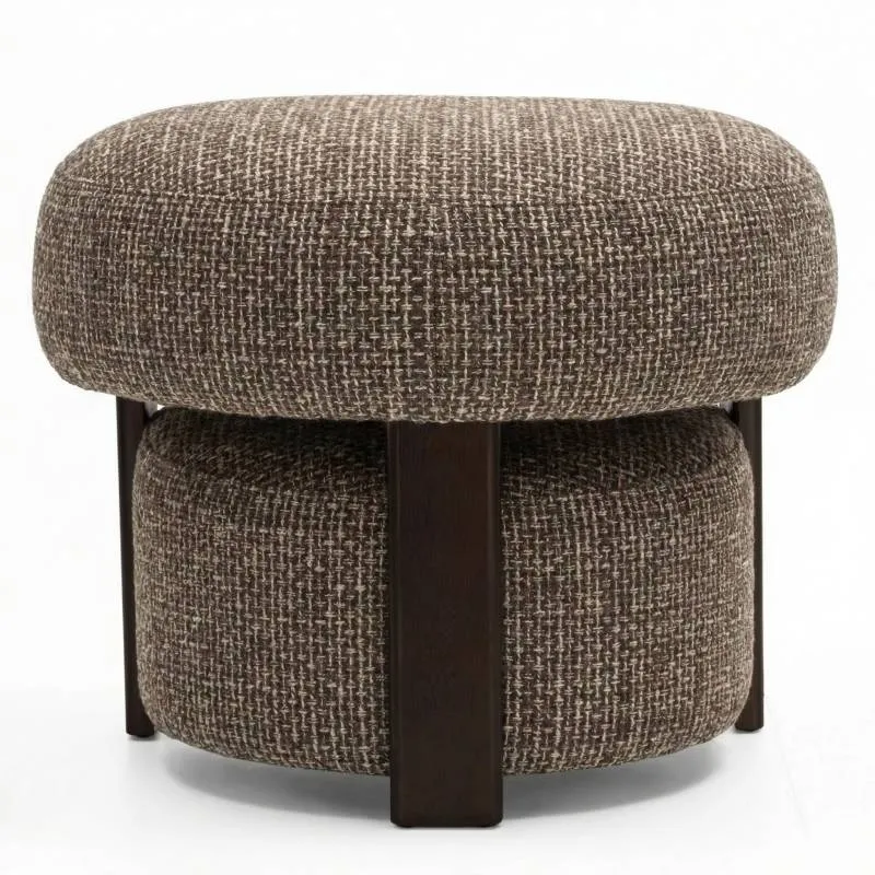 Poltrona lounge MARBELLO, forme arrotondate, marrone-crema/noce