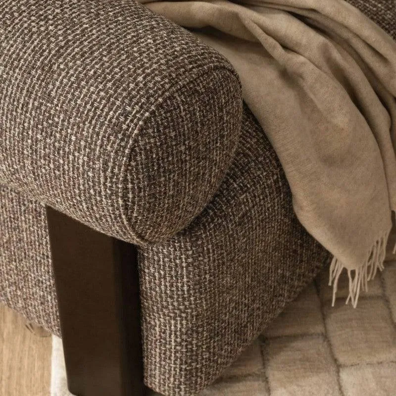 Poltrona lounge MARBELLO, forme arrotondate, marrone-crema/noce