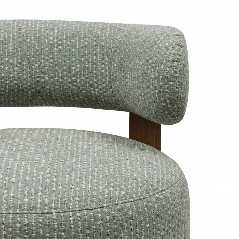Poltrona lounge MARABELL, forme arrotondate, blu-beige/noce