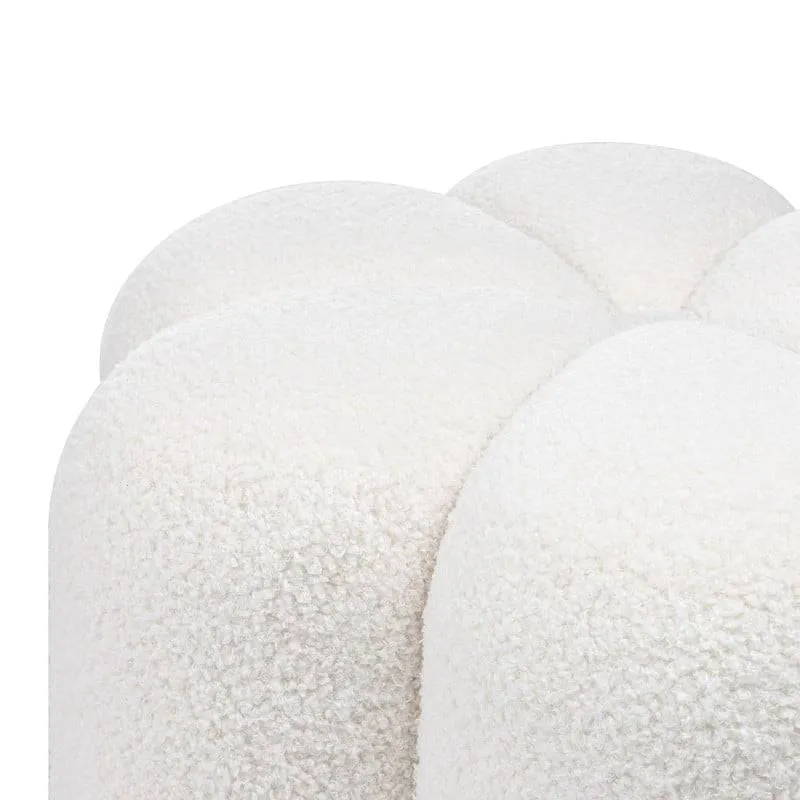 Pouf FLORI rivestito in bouclé bianco