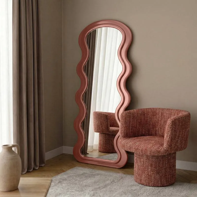 Specchio SELLEG 177x75 cm, forma organica, beige mousse