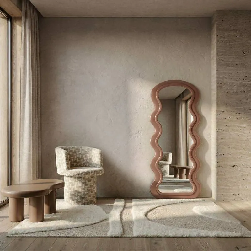 Specchio SELLEG 177x75 cm, forma organica, beige mousse