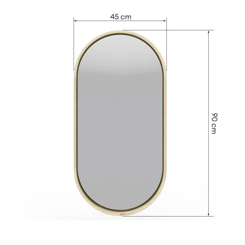 Specchio SIMPLE 45x90 cm, forma ovale, legno naturale