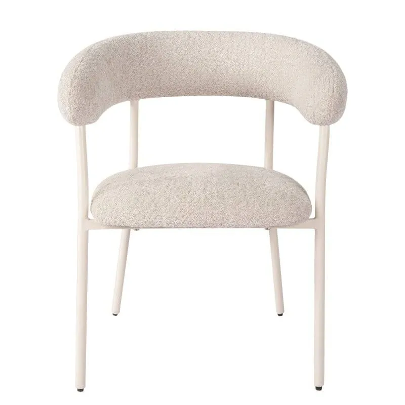 Sedia MALUA rivestita beige con gambe bianche