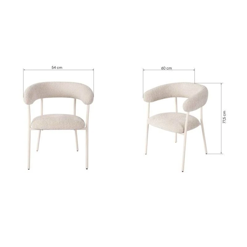 Sedia MALUA rivestita beige con gambe bianche