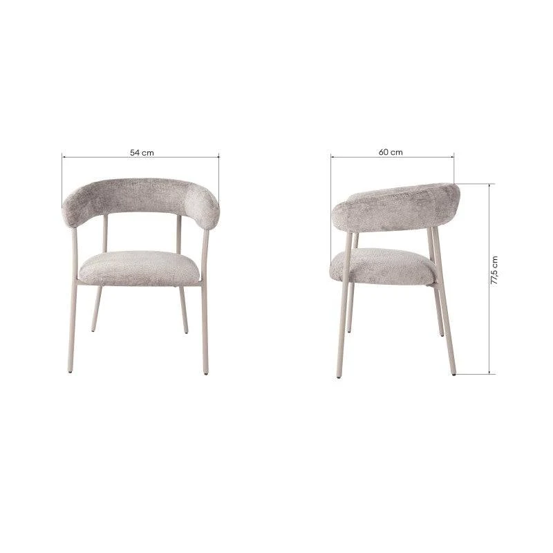 Sedia MALUA rivestita grigio scuro con gambe color crema