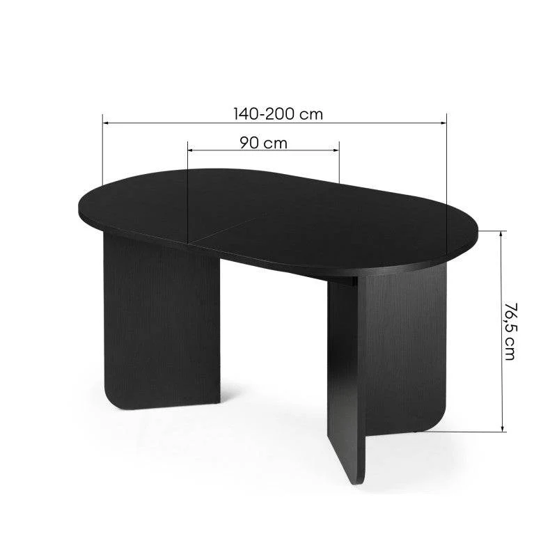 Tavolo MAUT allungabile 140-200 cm, nero struttura legno
