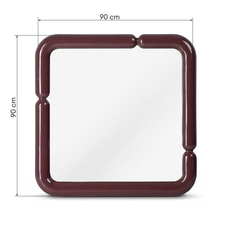 Specchio AVIN quadrato 90x90 cm, bordeaux lucido