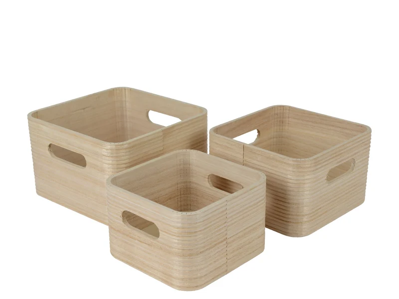 Cesto contenitore in legno di paulownia misure 18x18cm x altezza 11cm