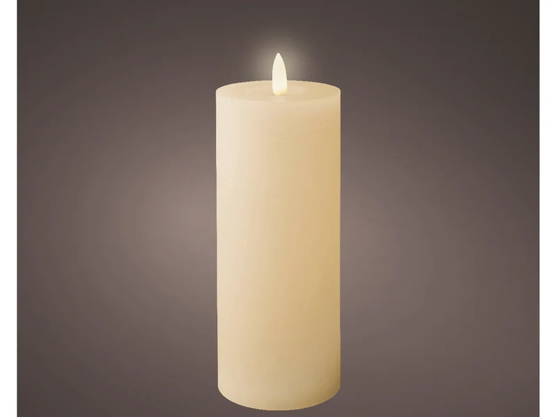 Candela avorio in cera con luce led bianco caldo diametro 7cm x altezza 19cm da interno con funzionamento a batteria 2xaaa ministilo