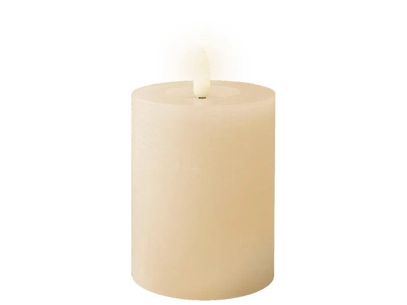 Candela avorio in cera con luce led bianco caldo diametro 7cm x altezza 11,2cm da interno con funzionamento a batteria 2xaaa ministilo