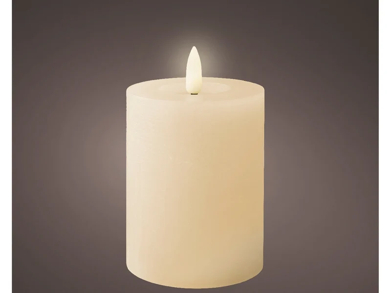 Candela avorio in cera con luce led bianco caldo diametro 7cm x altezza 11,2cm da interno con funzionamento a batteria 2xaaa ministilo