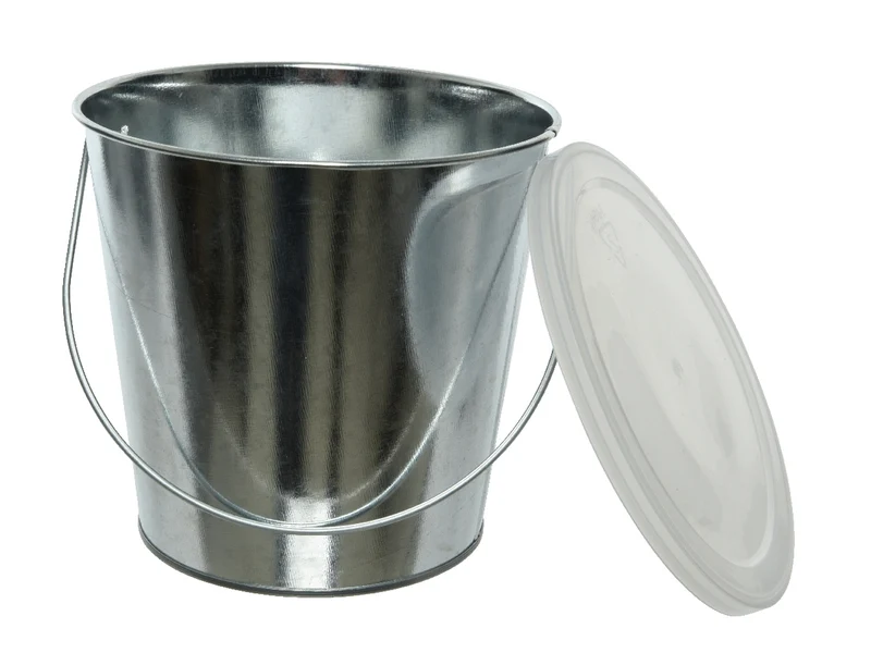 Candela citronella in secchiello di metallo con coperchio in plastica diametro 13,2cm x altezza 12,1cm