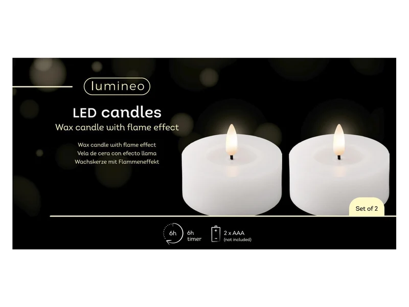 Tealight led bianco caldo in cera bianca e plastica d.7xh.6 cm - Lumineo