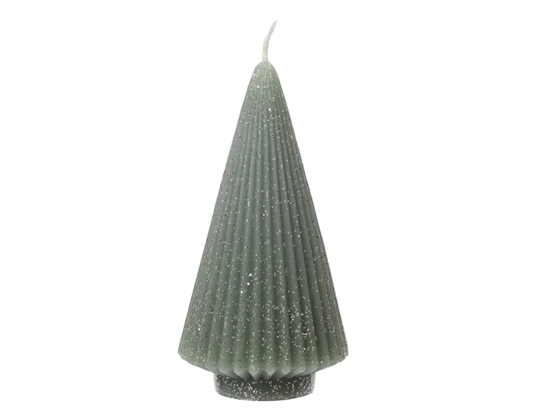Candela a forma di albero di natale verde glitter champagne d.8,5x17 cm â Decoris