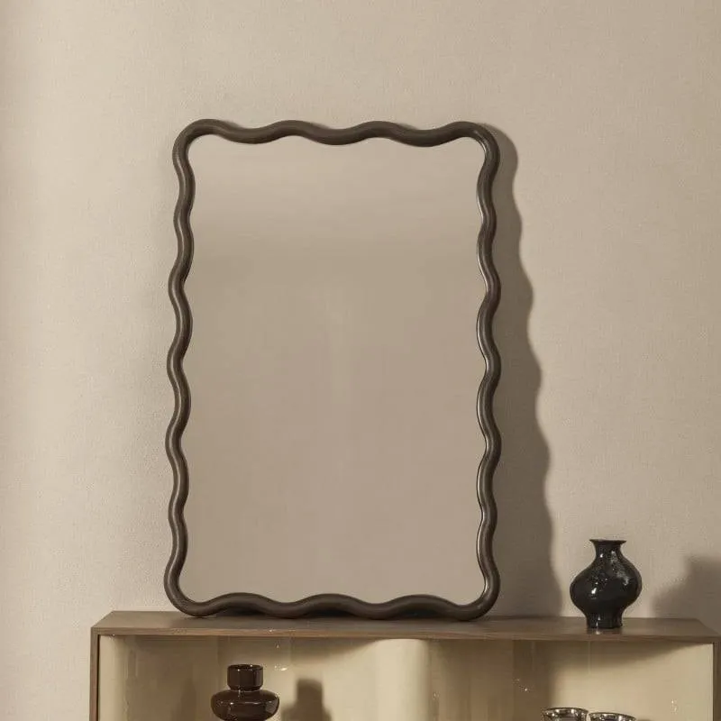 Specchio IMMER cornice ondulata, noce scuro