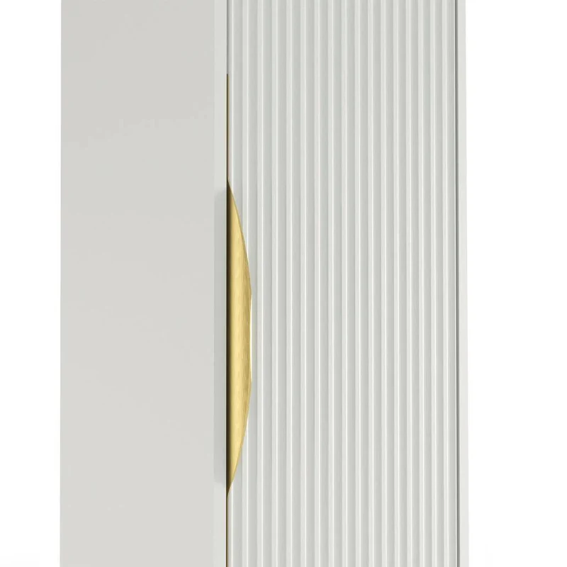 Mobile bagno ANVERS, rigato, maniglia oro, bianco