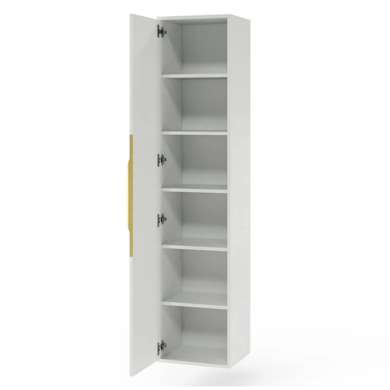 Mobile bagno ANVERS, rigato, maniglia oro, bianco