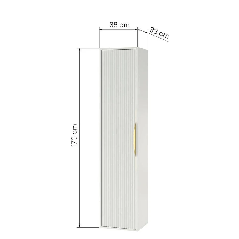 Mobile bagno ANVERS, rigato, maniglia oro, bianco