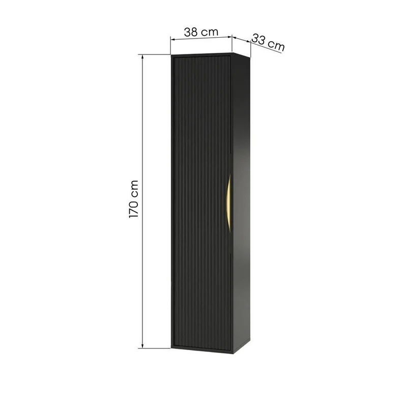 Mobile bagno ANVERS, rigato, maniglia oro, nero