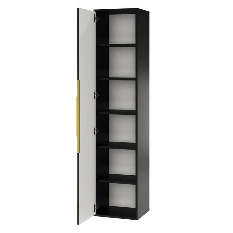 Mobile bagno ANVERS, rigato, maniglia oro, nero