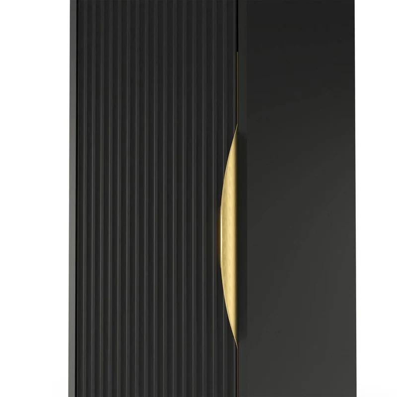 Mobile bagno ANVERS, rigato, maniglia oro, nero