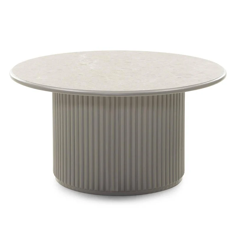 Tavolino caffè rotondo ASTI 80 cm, grigio, effetto marmo