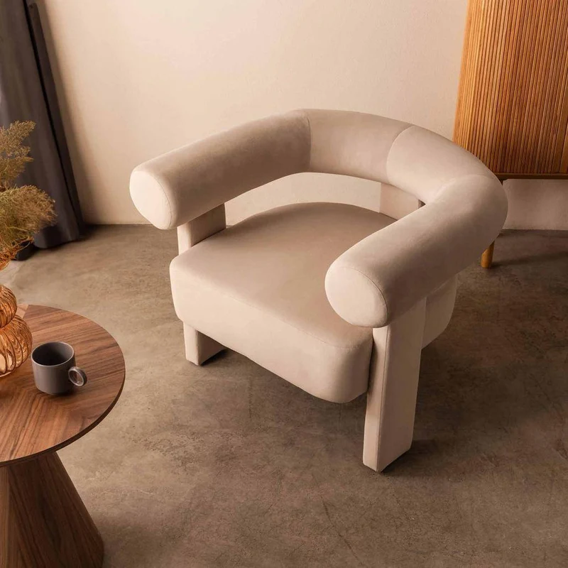 Poltrona ATYPIQUE, beige chiaro, velluto