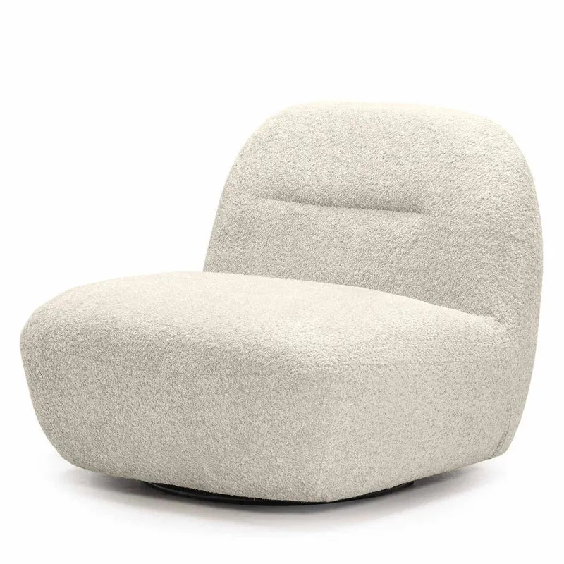 Poltrona lounge BOCHIC con base girevole, crema
