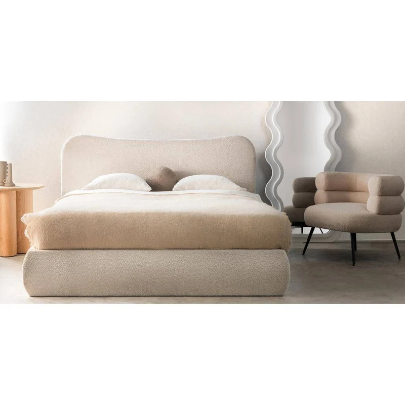 Letto imbottito DOMINIQUE 160x200 cm, beige