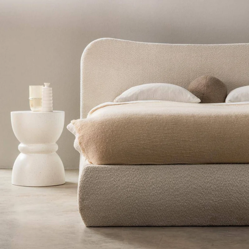 Letto imbottito DOMINIQUE 140x200 cm, beige