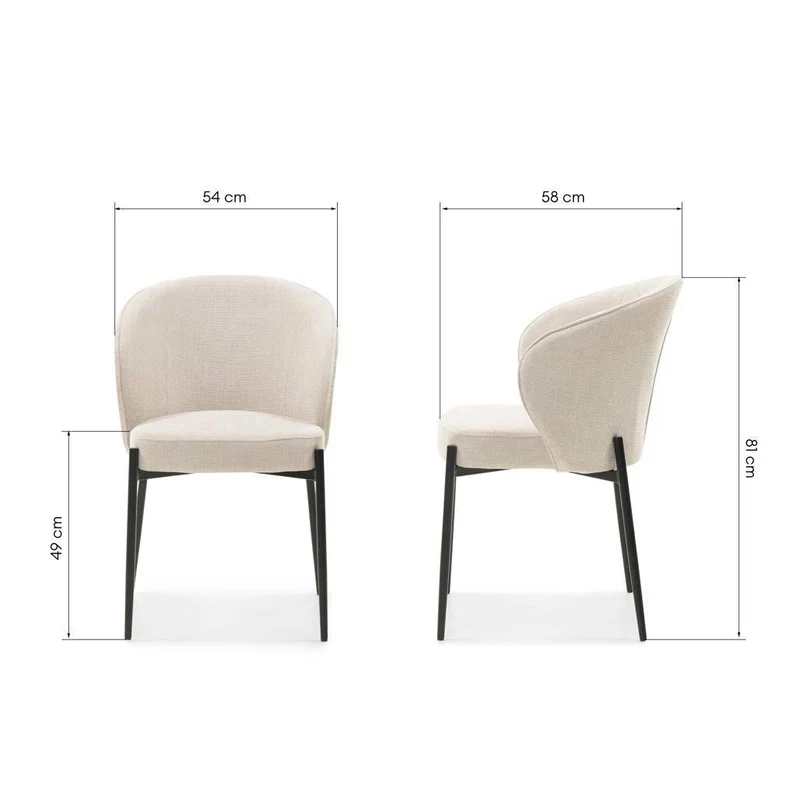 Sedia da pranzo GUSTO, beige chiaro, gambe nere