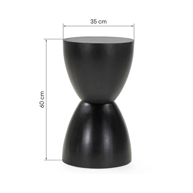 Tavolino Laterale HORSA 35 cm, Nero, Legno di Mango