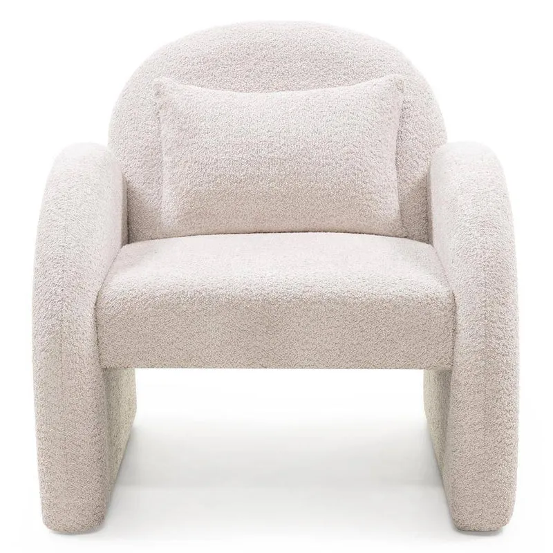 Poltrona Relax JADA, Beige Chiaro, Forma Arrotondata