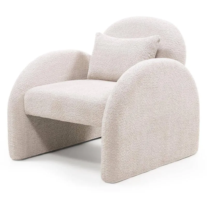 Poltrona Relax JADA, Beige Chiaro, Forma Arrotondata