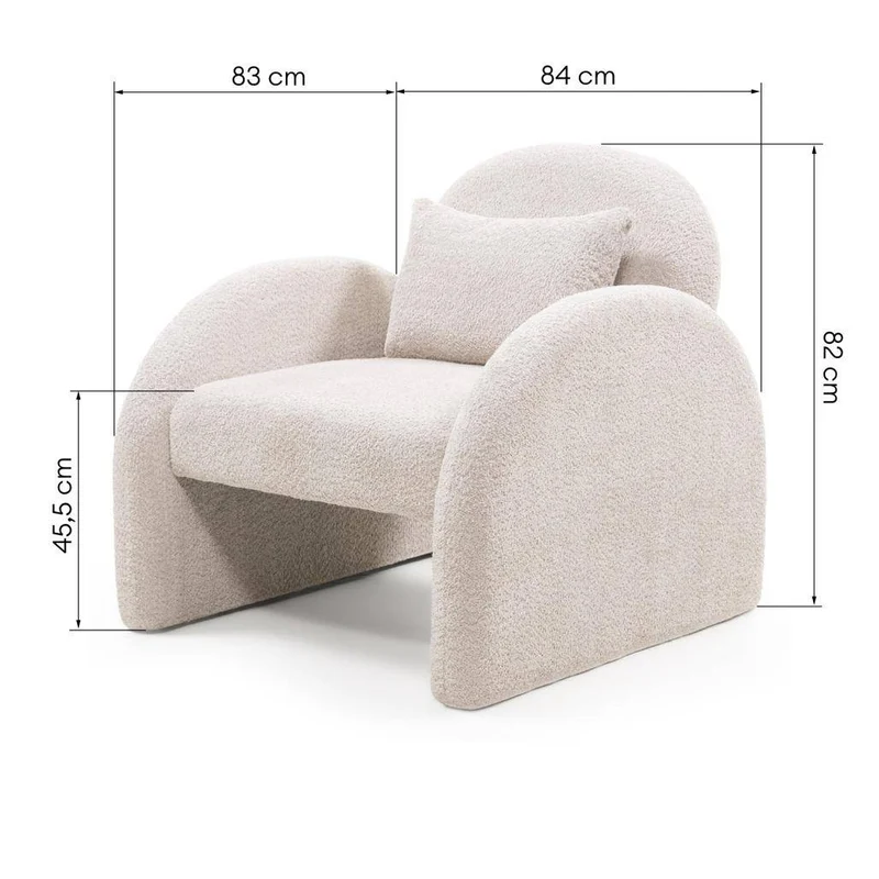 Poltrona Relax JADA, Beige Chiaro, Forma Arrotondata