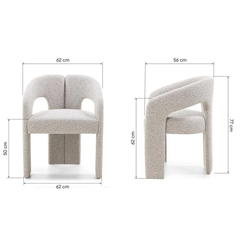 Sedia imbottita JOEL, grigio-beige
