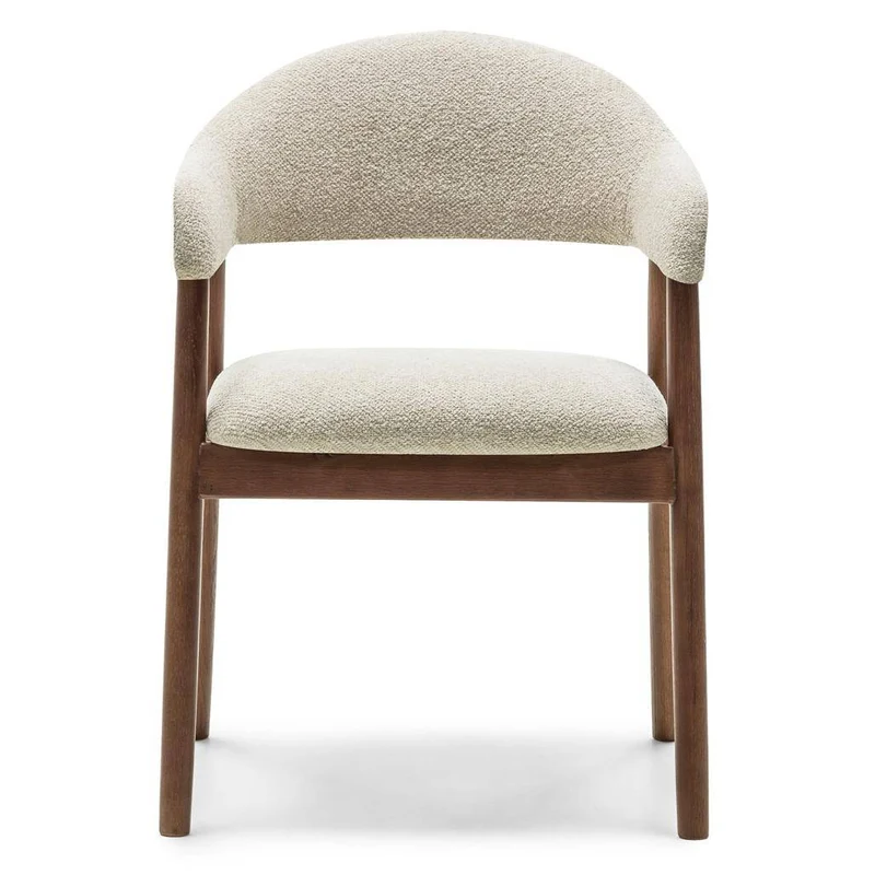 Sedia Imbottita LARIS Beige Bouclé/Noce
