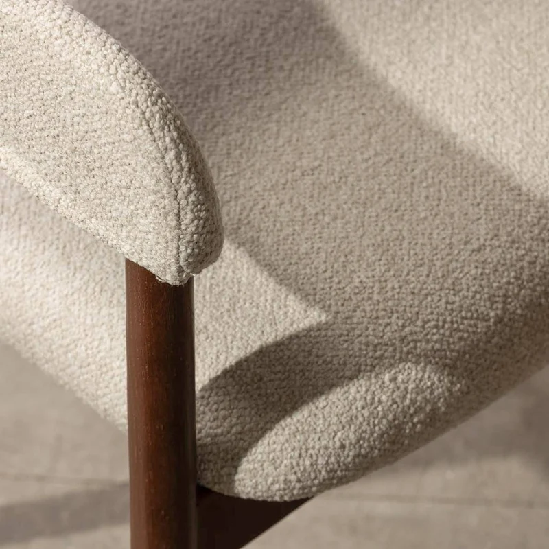 Sedia Imbottita LARIS Beige Bouclé/Noce