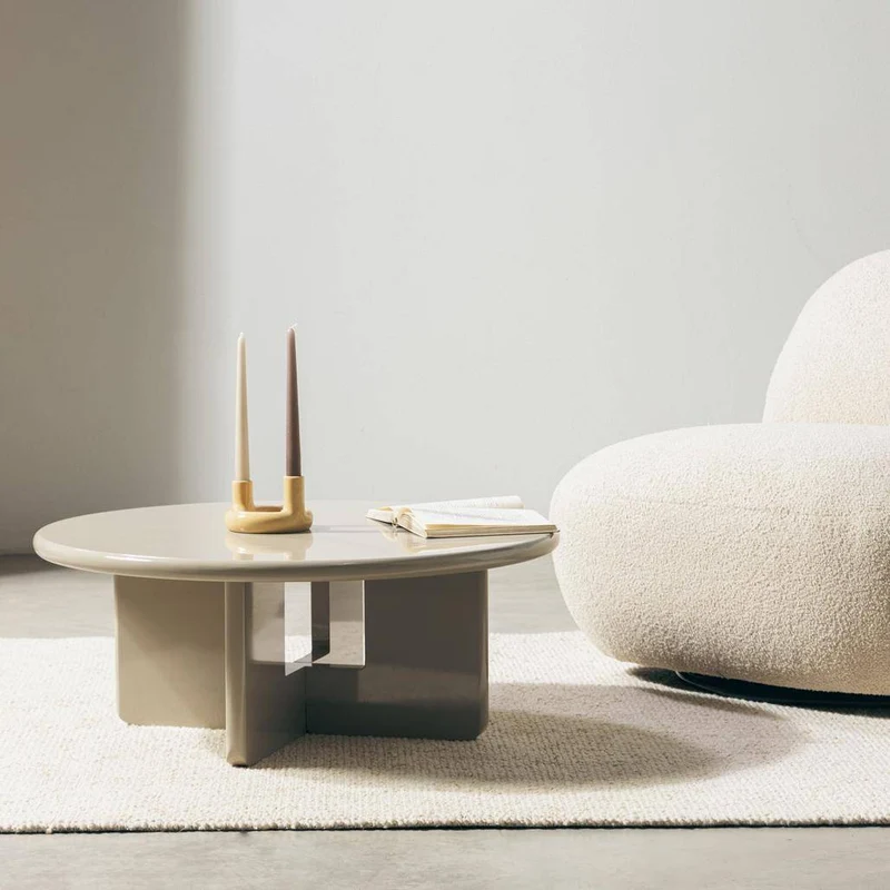 Tavolino da Caffè LARNA 80 cm Beige Lucido