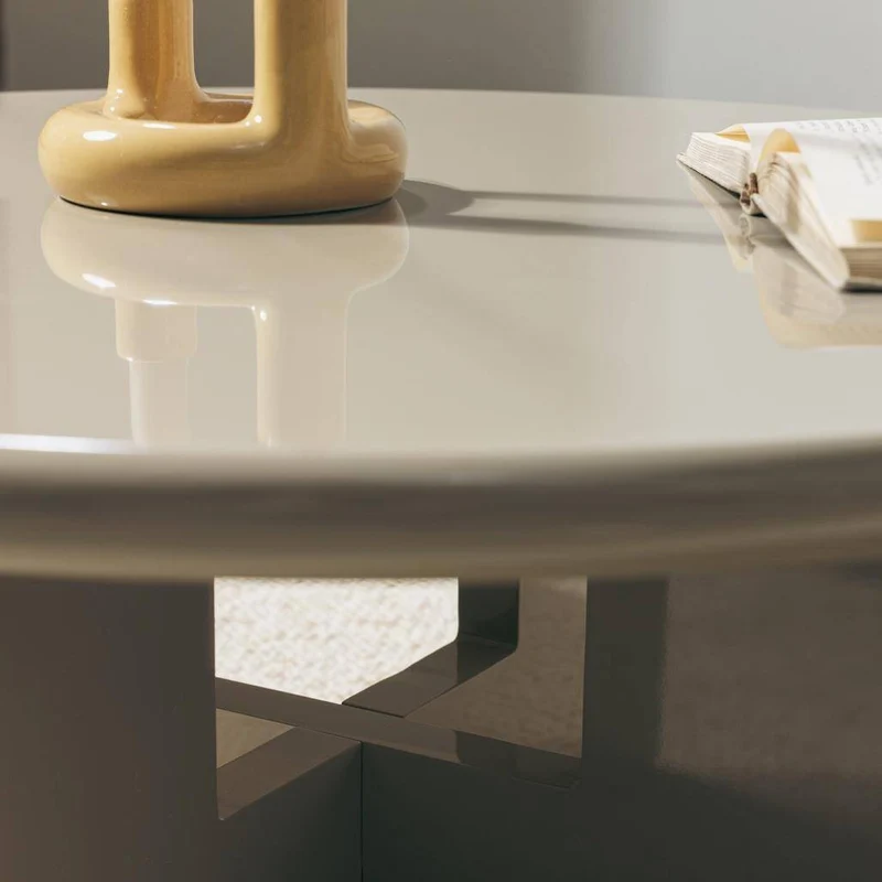 Tavolino da Caffè LARNA 80 cm Beige Lucido