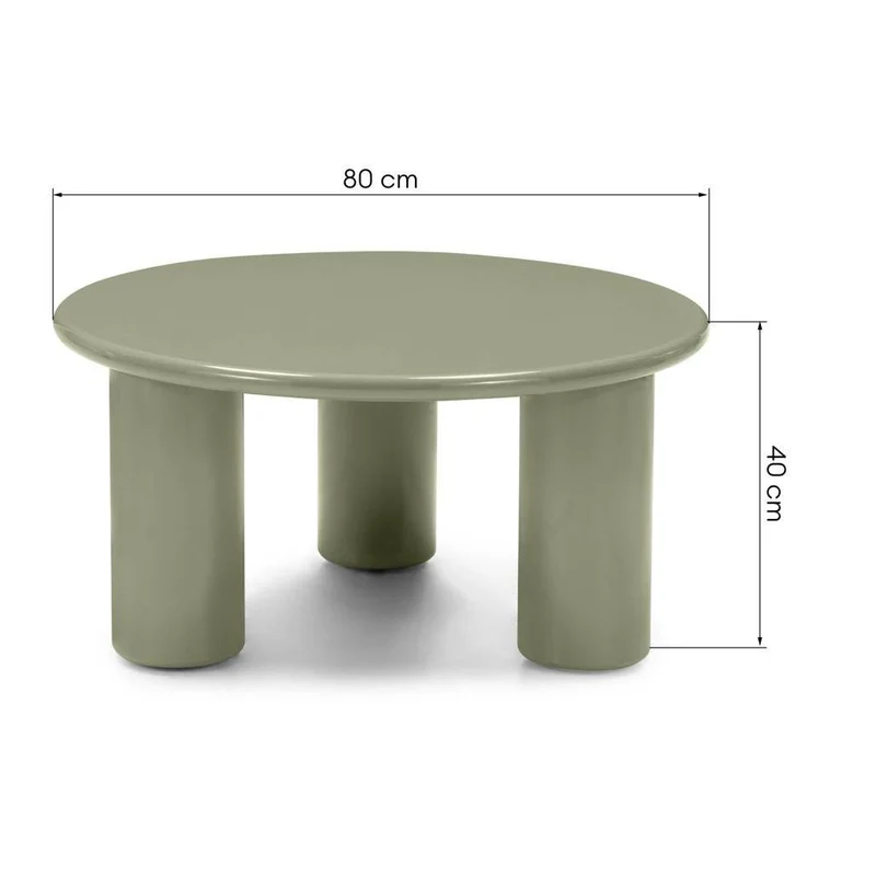 Tavolino Caffè LECREL 80 cm, oliva, lucido